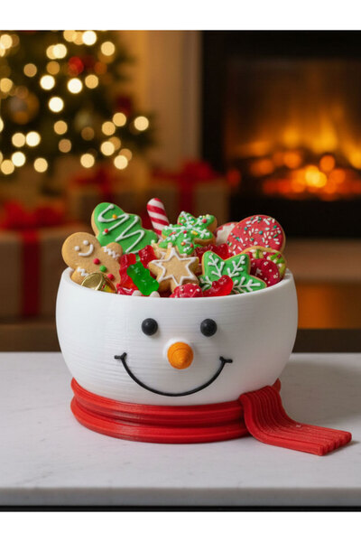 magicland Snowman Shaped Bowl, Christmas Decorative Bowl, Hard Plastic
