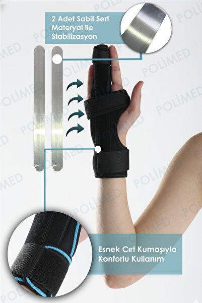 POLİMED Professional Middle Finger Splint |   Broken Finger and Tendonitis Stabilizer – Breathable Fabric
