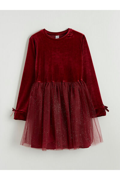 LC Waikiki Φόρεμα Tutu για κορίτσια με βελούδινη λαιμόκοψη Peak New Season