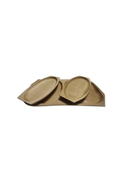 ArtKer Wooden platter set for 2 people, oval shape,