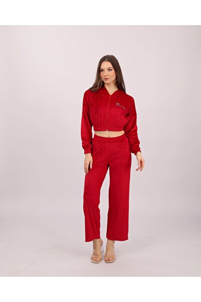 Clyfora Princess Kadife Crop Jacket Pajama Set