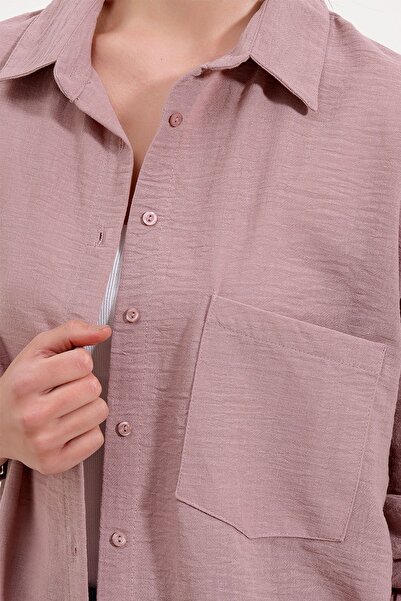 Hiccup Cămașă BDART din amestec de in cu detaliu de buzunar basic