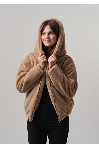 PIQUE ΓΥΝΑΙΚΕΙΟ ΠΑΛΤΟ με κουκούλα Γυναικείο βελούδινο παλτό Rabit