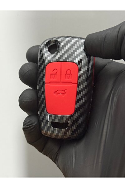 Mavi Keys Opel Astra J Insignia Vauxhall, Chevrolet Cruze Husă de protecție pentru telecomandă cu 3 butoane din fibră de carbon roșie