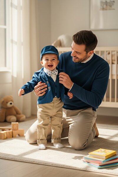 GabrielleBebe Ναυτικό μπλε βελούδινο κοστούμι με καπέλο