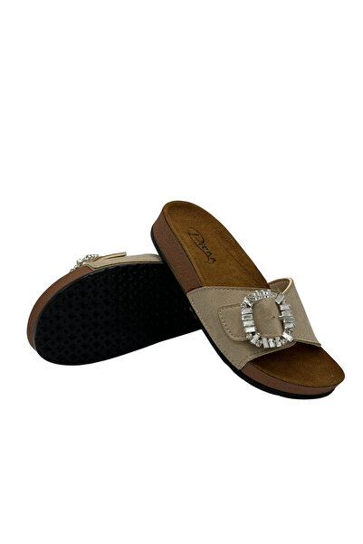 Pienn Single Buckle Velvet Patterned Orthopedic Slippers