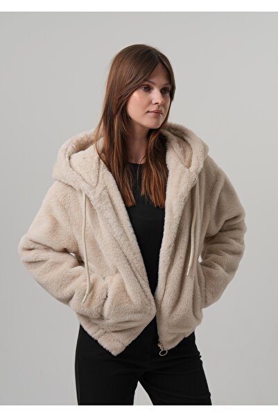 PIQUE Women's Coat Hooded Women's Plush Rabit Coat