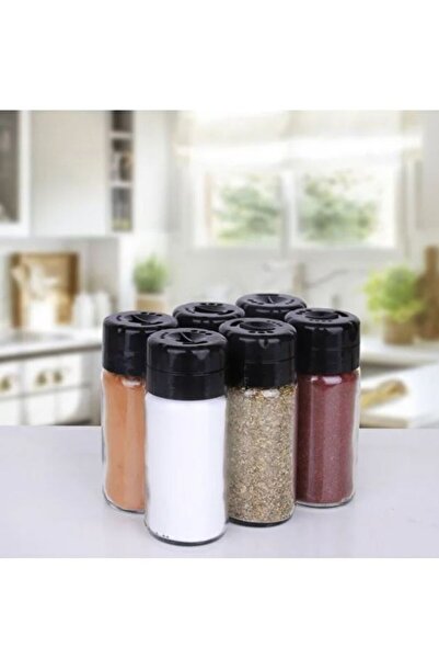 Saint Belisama Concept New Generation 6-Piece Glass Spice Jar Set 245 ml with Swivel Lid Salt Shaker Pepper Shaker for Powdered Pepper, Cumin, Salt,
