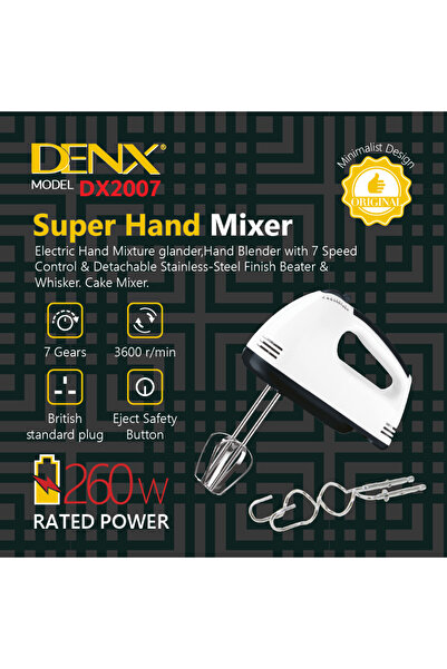 Denx 7-speed 260W hand blender with a comfortable handle that fits perfectly in the palm of your hand DX2007