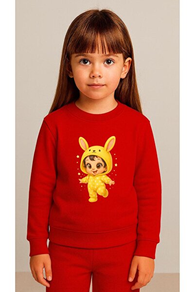 playwear سترة رياضية للأطفال زي أصفر مطبوع للفتيات والأولاد برقبة دائرية 3 4-...