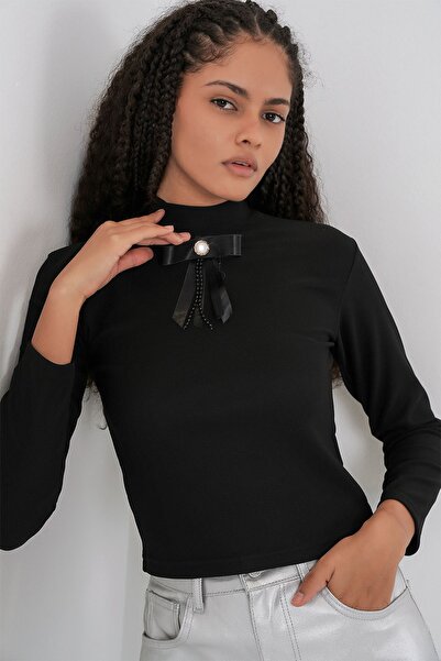 Hiccup Μπλούζα με μακρύ μανίκι με λεπτομέρεια κορδέλας BDART ψηλός λαιμός