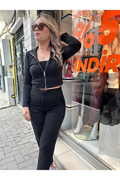 BUSEM Basic Slim Fit Zippered Blouse