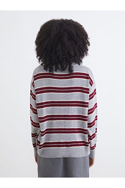 LC Waikiki Peak New Season Polo Guler Striped supradimensionat Pulover tricot pentru femei