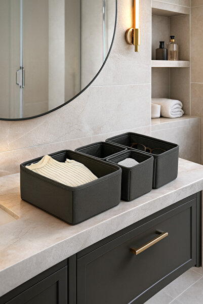 HomyJRs 4-Piece Anthracite Drawer Organizer Box Organizer Set