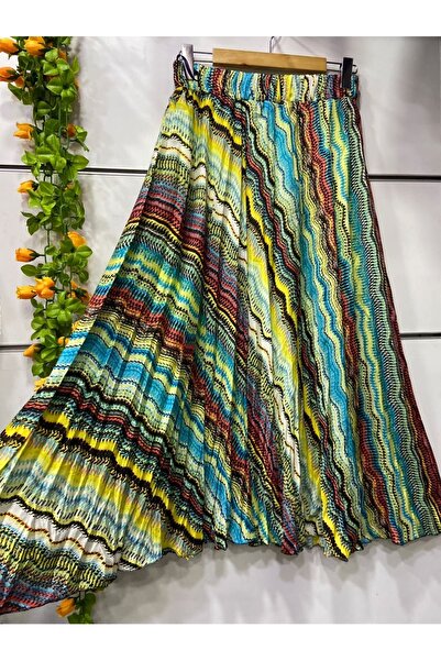 edu collection Fusta bohe din șifon cu model, cu căptușeală