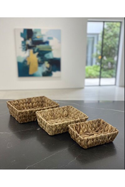 Coş Ev Mutfak 3-Piece Rectangular Wicker Organizer Basket