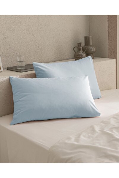 Madame Coco Manon 100% Cotton Ranforce Plain Set of 2 Pillowcases - Blue