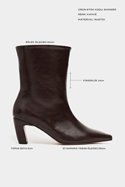 NİŞANTAŞI SHOES Shower Brown Rustic Pattern Women's Heeled Boots