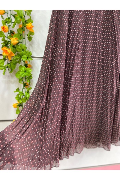 edu collection Patterned Chiffon Bell Skirt with Lining