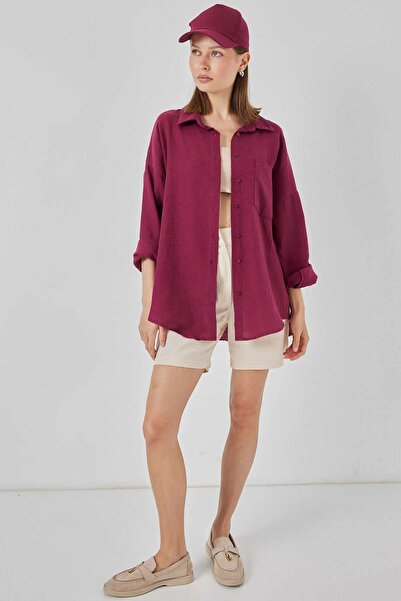 Hiccup Cămașă BDART din amestec de in cu detaliu de buzunar basic