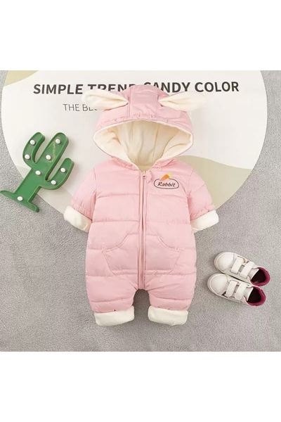 melisam.msg Kız Erkek Bebek Tavşan Kulaklı Kış Kalın Sevimli Astar Şişme Tulu...