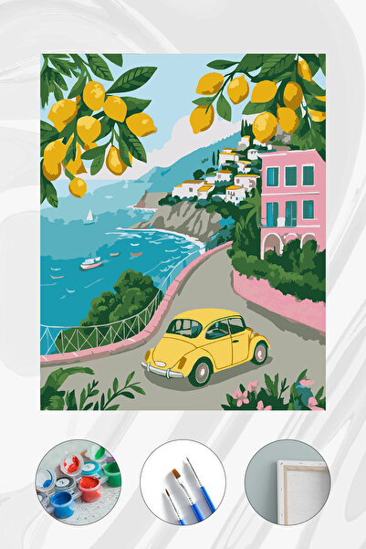 Parloran Sayılarla Boyama 40x50 cm Tuval Seti - Boyaları Ve Fırçaları Dahil -...