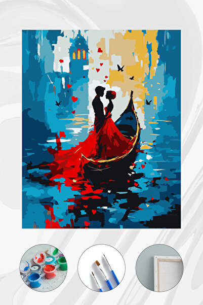 Parloran Sayılarla Boyama 40x50 cm Tuval Seti - Boyaları Ve Fırçaları Dahil -...