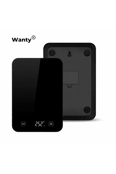 Wanty Smart Kitchen Scale - App, USB-C Charge, Apple Health & Google Fit, 15 kg, Black