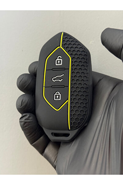 Mavi Keys Togg T10X T10F Husă de protecție pentru telecomandă cu model de tip fagure cu 3 butoane – negru galben