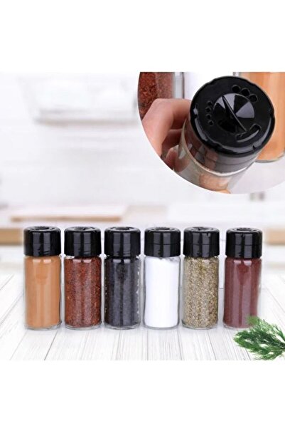 Saint Belisama Concept New Generation 6-Piece Glass Spice Jar Set 245 ml with Swivel Lid Salt Shaker Pepper Shaker for Powdered Pepper, Cumin, Salt,