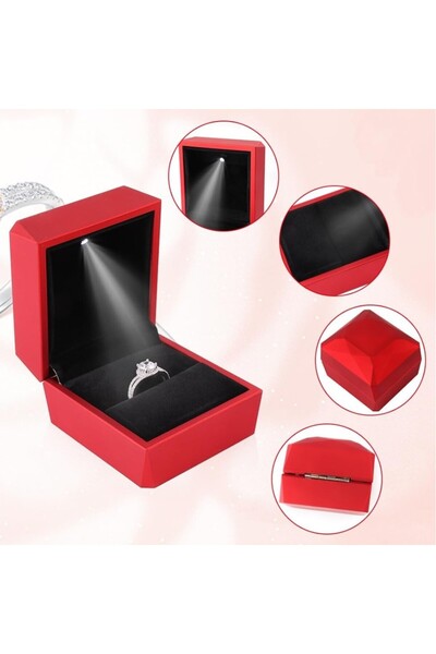 OEM Red box with LED 5.8cm x 6.3cm x 5 cm, designed for special occasions