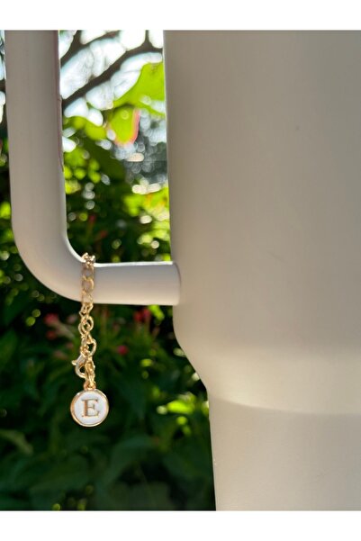 YuccaCo Accessorize Your Life White Thermos Compatible Accessory with Letter E/Letter E Thermos Charm/Letter Thermos Ornament