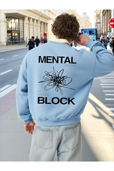 ArtYus Mânecă lungă unisex Mental Block Transfer cu imprimeu Mărime mare guler rotund buc Swea tricou