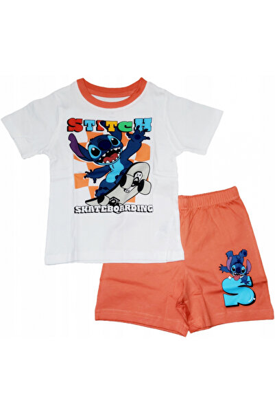 Lilo & Stitch Short-sleeved cotton pajamas, Stitch Skateboarding