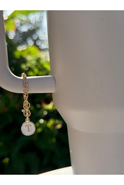 YuccaCo Accessorize Your Life White Thermos Compatible Accessory with Letter T/Letter t Thermos Charm/Letter Thermos Ornament