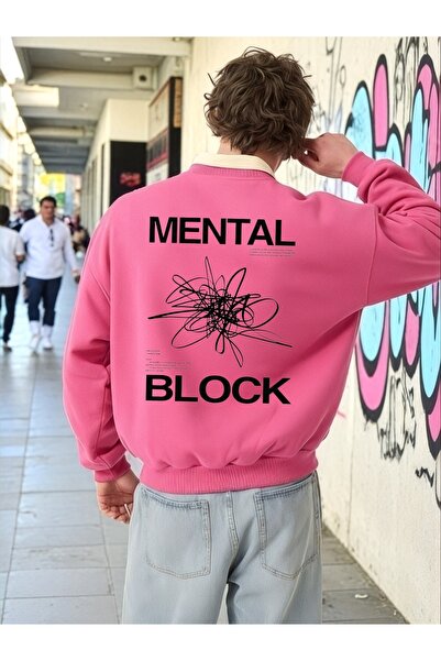 ArtYus Mânecă lungă unisex Mental Block Transfer cu imprimeu Mărime mare gule...