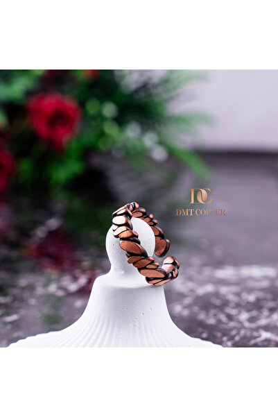 DMT COPPER HOME Handmade Braided Copper Ring, Antique Rustic Design, Adjustable, Red Gift Ku