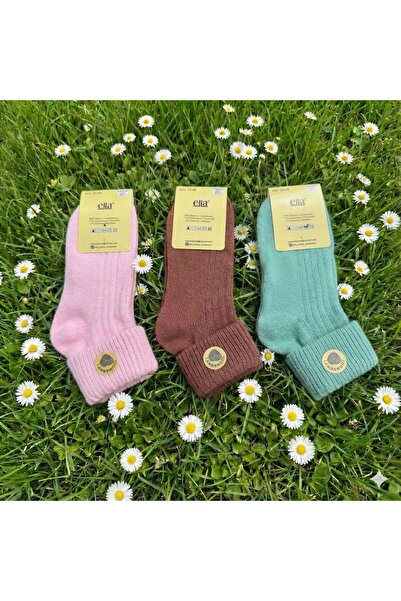 Luxia Kadın Kıvrık Lambswool Yün Bot Çorabı 3"LÜ Paket