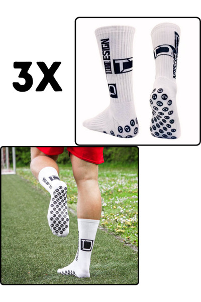 Shuttle Park 3-Piece Special Series White Anti-Slip Silicone Towel Sole Design Comfortable Stitch-Free Match Football Athlete Socks
