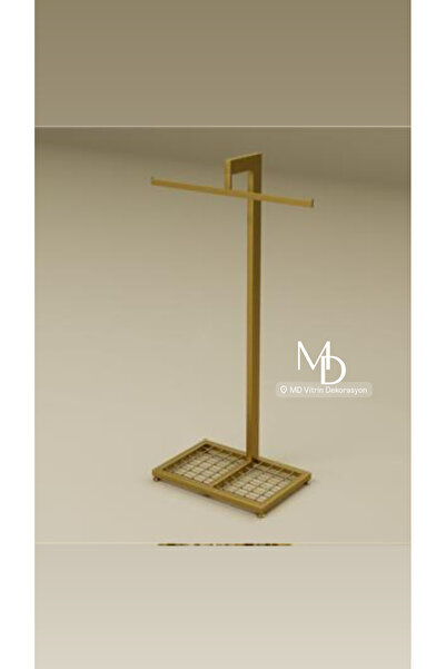 MD Vİtrin Dekorasyon Gold Boyalı T Orta Stand Dayanıklı Modern Tasarım