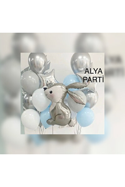 ALYA PARTİ Tavşan Folyo Balonlu Doğum Günü Balon Seti Doğum Günü Konsepti