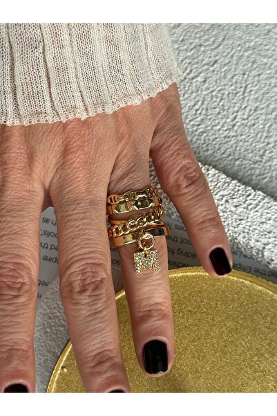 Rossetto Atelier خاتم SPOTY بحرف M قابل للتعديل متعدد الأشكال ذهبي اللون