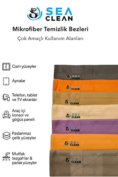 SEA CLEAN Cam Ve Aynalar İçin Sihirli Mikrofiber Genel Temizlik Bezi Kurulama...