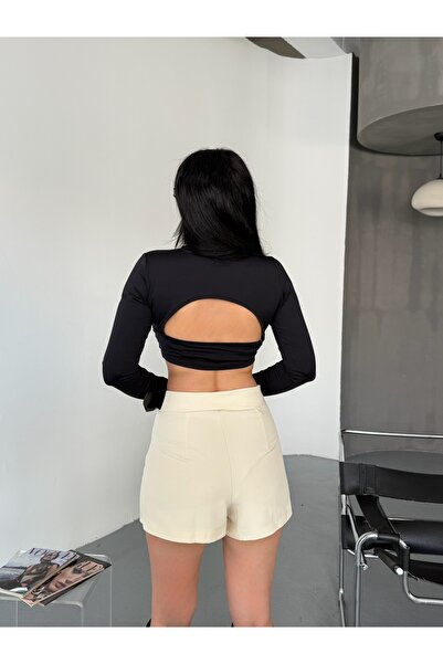 LB Laluna Butik Women's Belt Detailed Pleated Skirt with Shorts on the Back