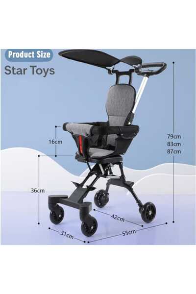 STAR TOYS عربة أطفال خفيفة وقابلة للطي مع مظلة – متعددة الاستخدام من
