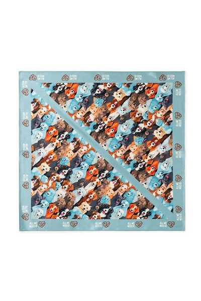 All We Need Is Pets Bandană din mătase albastră Dreamy Blue Dogs pentru câini și iubitori de animale de companie