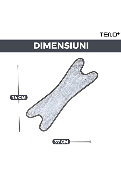 Teno Set of 3 Replacement Pads for Mop with X-Shaped Head, 360-degree rotation, 37 x 14 cm, grey