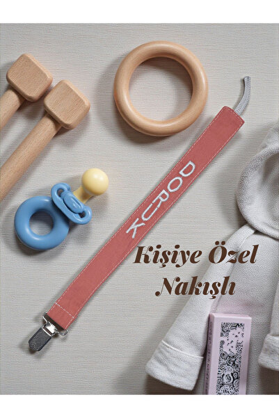 lucky baby Emzik Tutucu Nakışlı İsimli Emzik Askısı Kişiye Özel Emzirme Askıs...