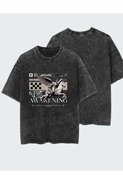 DEEFWEAR Tricou unisex cu imprimeu, spălat și uzat