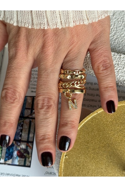 Rossetto Atelier خاتم سبوتى بحرف N قابل للتعديل متعدد الأشكال ذهبي اللون